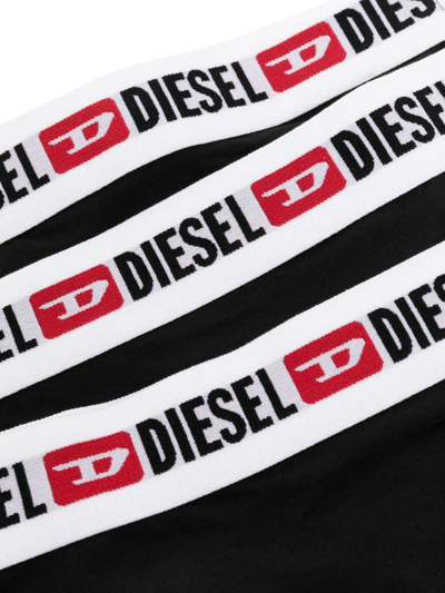 Shop Diesel Ufst-stars Thongs (pack Of Three) In Black