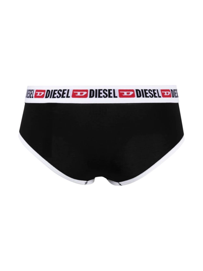 Shop Diesel Ufpn-oxy Logo-waistband Briefs (pack Of Three) In Black