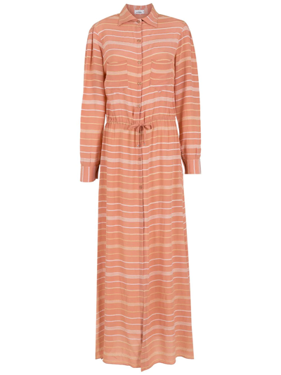 Shop Amir Slama Striped Silk Dress In Pink