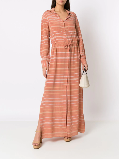Shop Amir Slama Striped Silk Dress In Pink