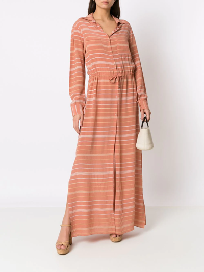 Amir Slama Striped Silk Dress In Pink