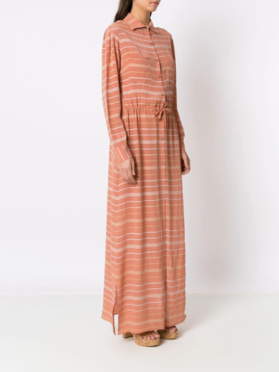 Shop Amir Slama Striped Silk Dress In Pink