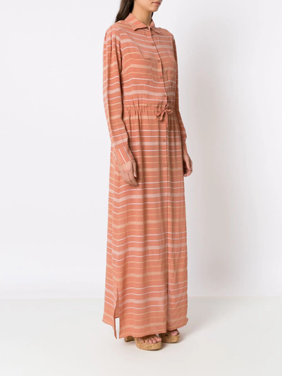 Amir Slama Striped Silk Dress In Pink