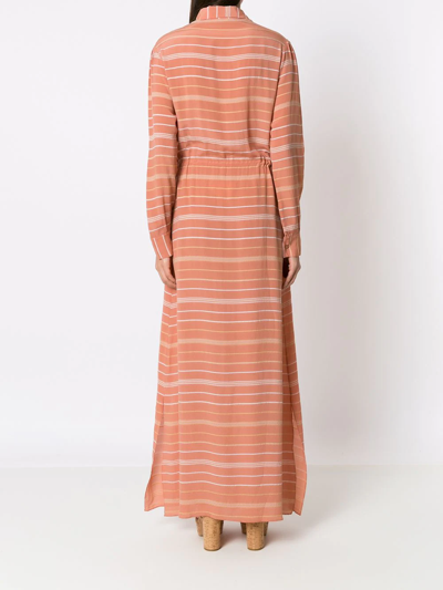 Shop Amir Slama Striped Silk Dress In Pink