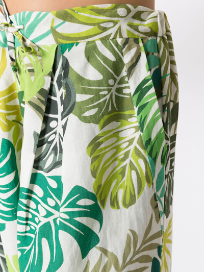 Amir Slama Palm Leaf Print Straight Trousers In White