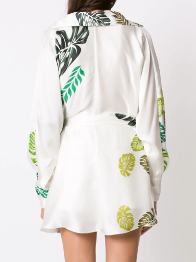 Shop Amir Slama Palm Leaf Print Beach Dress In White