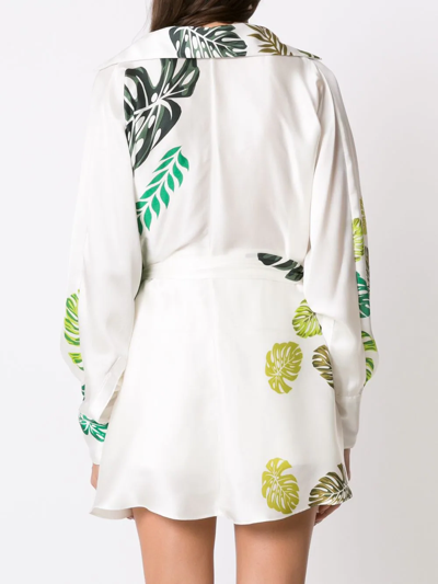 Amir Slama Palm Leaf Print Beach Dress In White