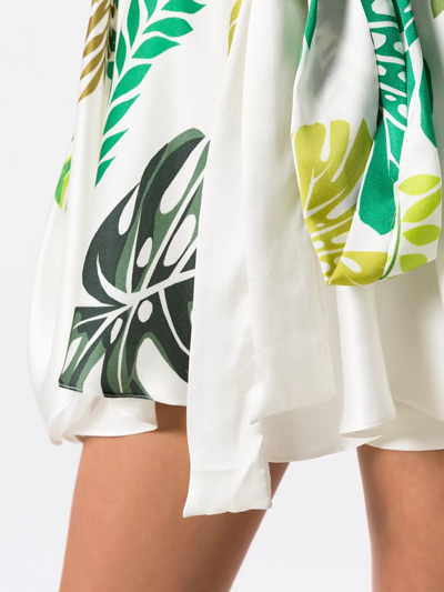 Amir Slama Palm Leaf Print Beach Dress In White