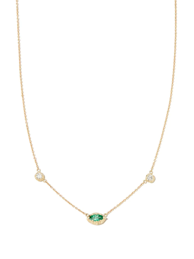 Jacquie Aiche 14kt Yellow Gold Sophia Emerald And Diamond Necklace In Gold