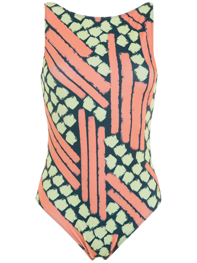 Shop Brigitte Abstract-print One-piece Swimsuit In Multicolour
