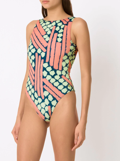 Shop Brigitte Abstract-print One-piece Swimsuit In Multicolour