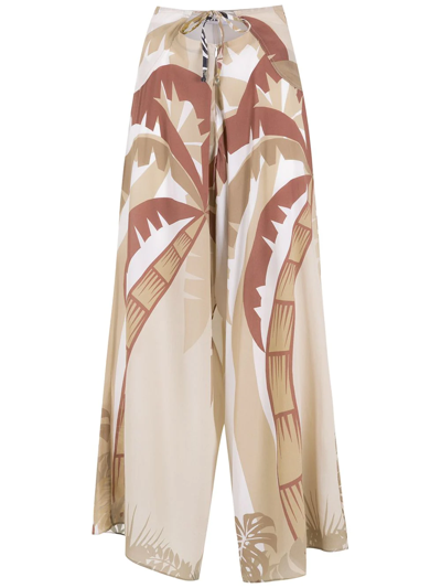 Shop Amir Slama Tropical Print Wide Leg Trousers In Neutrals