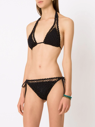 Shop Amir Slama Crochet Layer Bikini In Black