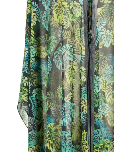 Shop Amir Slama Tropical Print Kaftan In Green