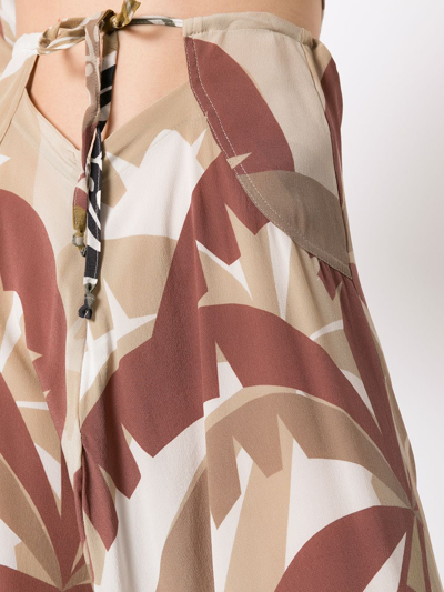Amir Slama Tropical Print Wide Leg Trousers In Neutrals