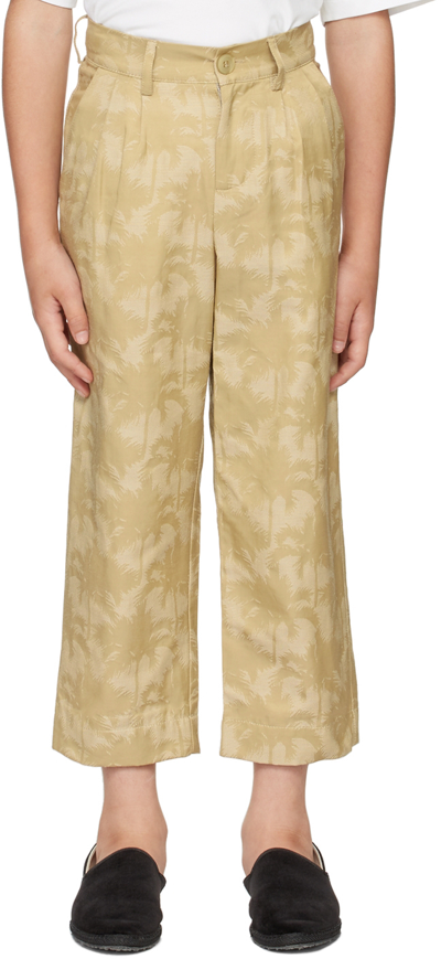 Shop Boysmans Kids Beige Palm Trousers In Palm Sand