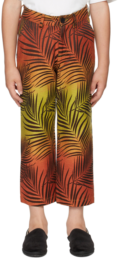 Shop Boysmans Kids Orange & Green Tropical Trousers In Hawaii