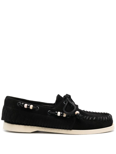Shop Alanui Suede Boat Shoes In Black