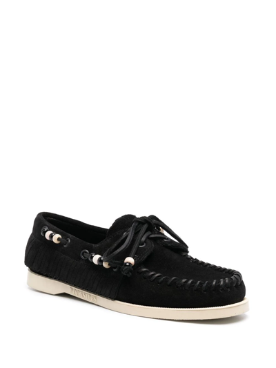 Shop Alanui Suede Boat Shoes In Black