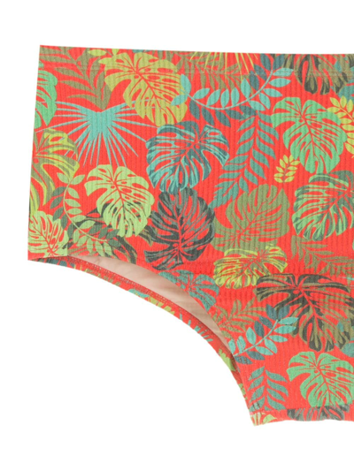 Amir Slama Leaf Print Swim Briefs In Red