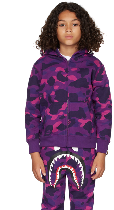 Kids Bape Purple Camo Backpack - Purple