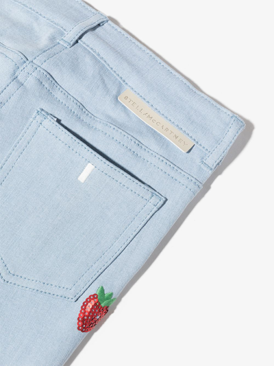 Shop Stella Mccartney Embellished Strawberry-print Jeans In Blue