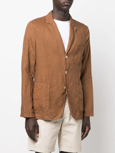 Shop Aspesi Fitted Single-breasted Blazer In Brown