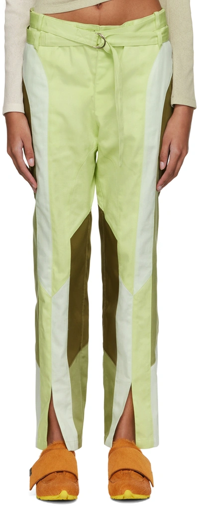 Shop Kiko Kostadinov Green Daintree Trousers In Tea Green/mint/olive