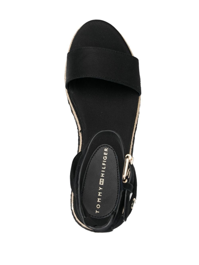 Shop Tommy Hilfiger Logo-plaque Detail Sandals In Black