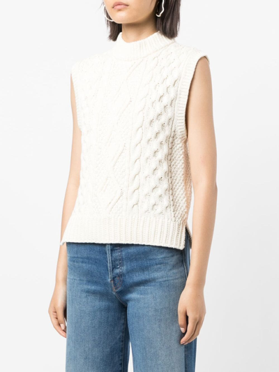 Polo Ralph Lauren Mock Neck Cotton Cable Sweater Vest In White | ModeSens