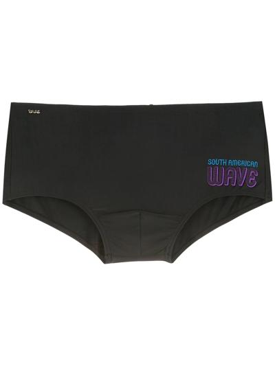 Shop Amir Slama Logo-print Swim Trunks In Black