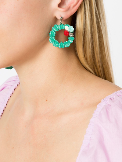 Shop Amir Slama Floral-appliqué Asymmetric Earrings In Green