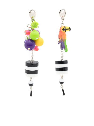 Shop Amir Slama Parrot-motif Drop Earrings In Multicolour