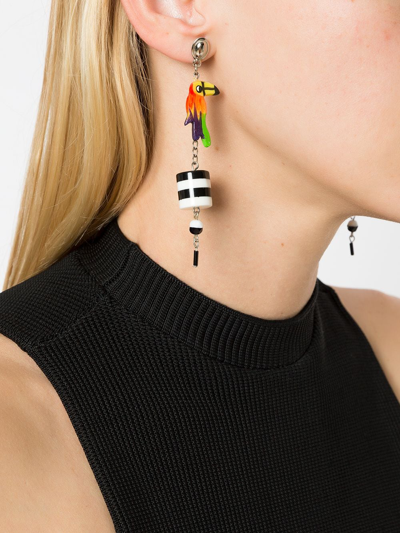 Shop Amir Slama Parrot-motif Drop Earrings In Multicolour