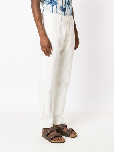 Shop Amir Slama Straight-leg Cotton Trousers In White