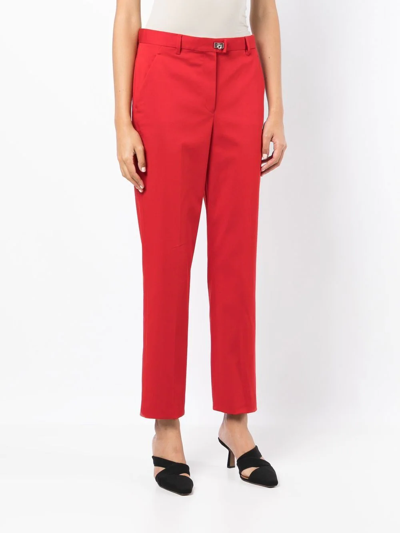 Ferragamo Cropped Tailored Trousers In Red
