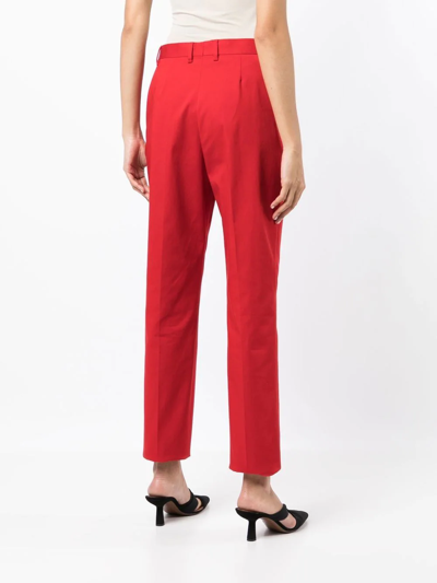 Ferragamo Cropped Tailored Trousers In Red