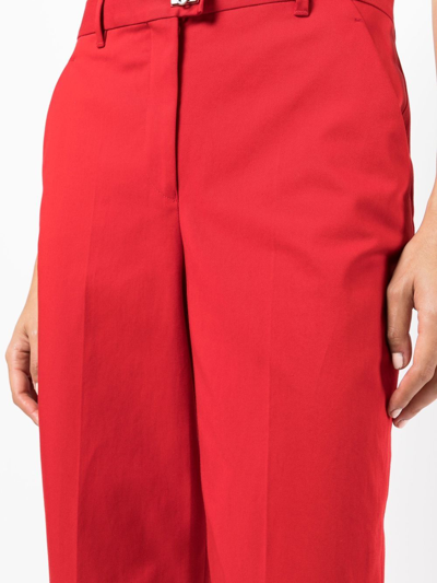 Ferragamo Cropped Tailored Trousers In Red