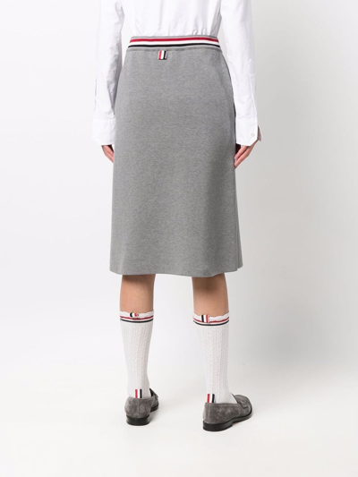 Shop Thom Browne Rwb Waistband Midi Skirt In Grey