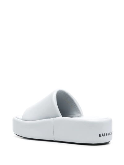 Shop Balenciaga Rise Platform Slides In Grey