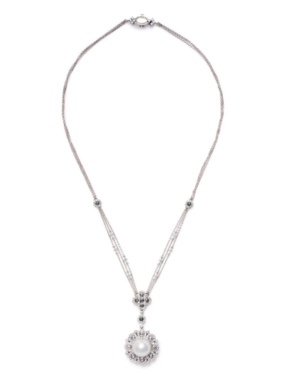 ROCOCO 18K白金钻石珍珠吊饰项链