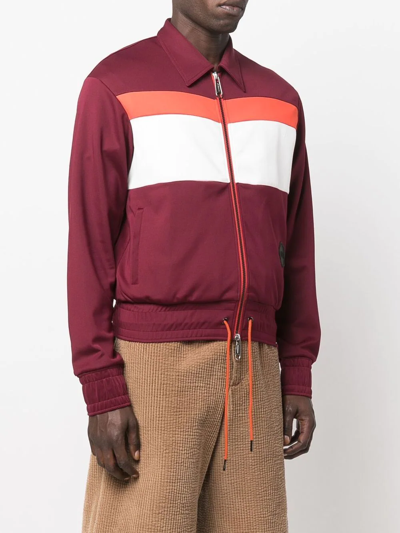 Shop Viktor & Rolf Stripe-print Zip-up Sports Jacket In Red