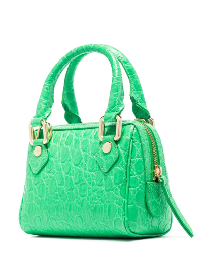 Shop By Far Dora Crocodile-effect Tote Bag In Green