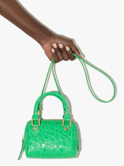 Shop By Far Dora Crocodile-effect Tote Bag In Green