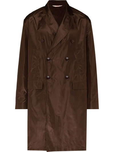 Shop Valentino Double-breasted Trench Coat In Brown