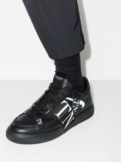 Valentino Garavani Vltn Ribbon Sneakers In Black