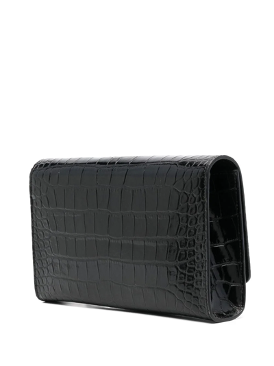 Shop Philipp Plein Crocodile-embossed Crossbody Clutch Bag In Black
