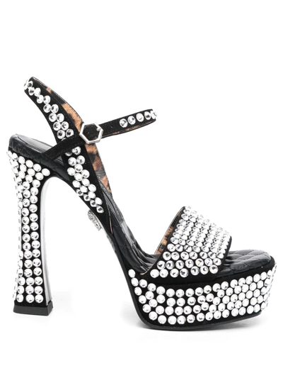 Shop Philipp Plein Strass Crystal-embellished 140mm Sandals In Black