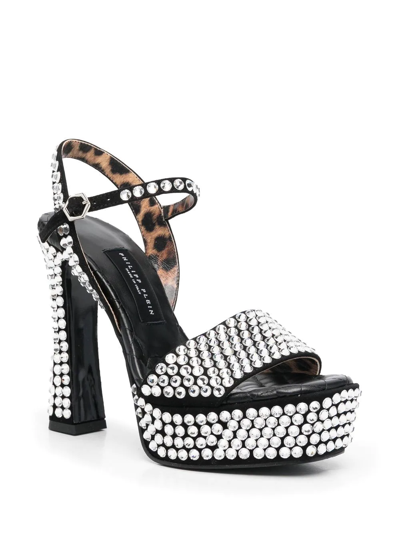 Shop Philipp Plein Strass Crystal-embellished 140mm Sandals In Black