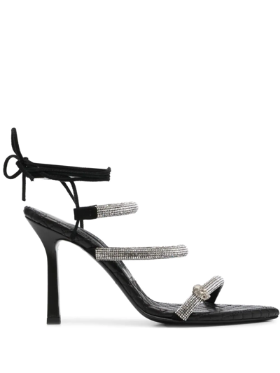 Shop Philipp Plein Crystal-embellished 105mm Strappy Sandals In Black